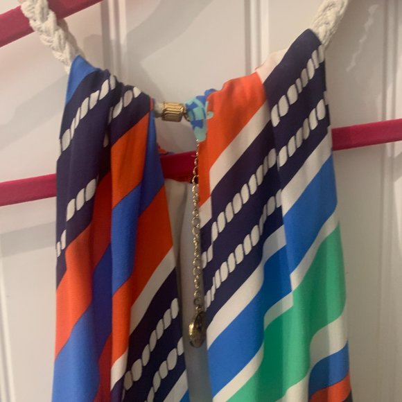 Lilly Pulitzer Kennett Multi-overboard Stripe Braided Chain Halter Dress - Picture 5 of 5